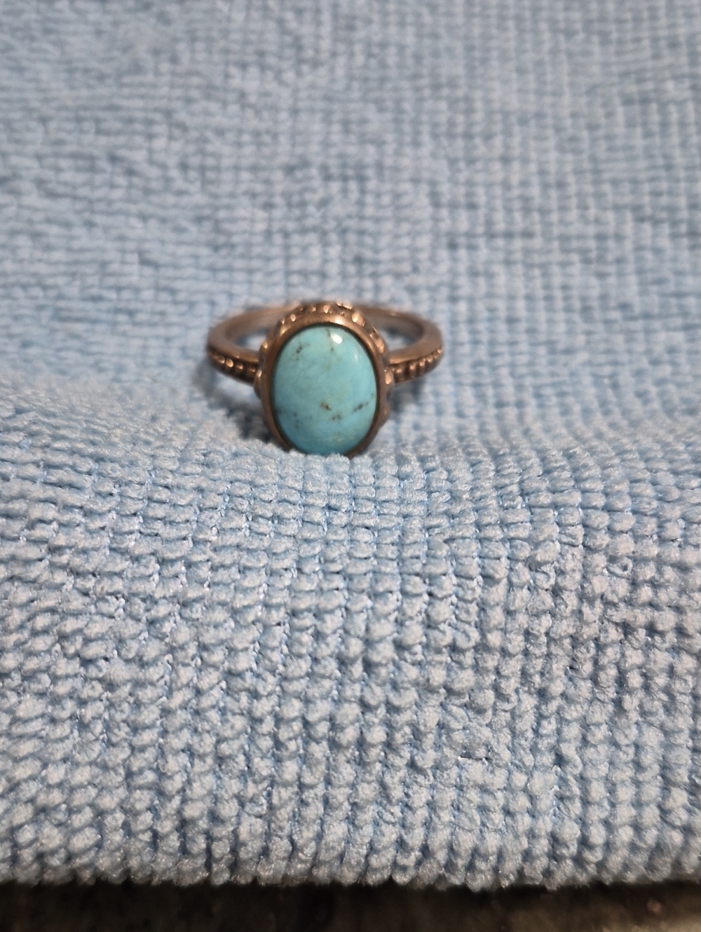 Sterling Silver Turquoise Oval Ring - Elegant Blue Gemstone - Picture 15 of 15